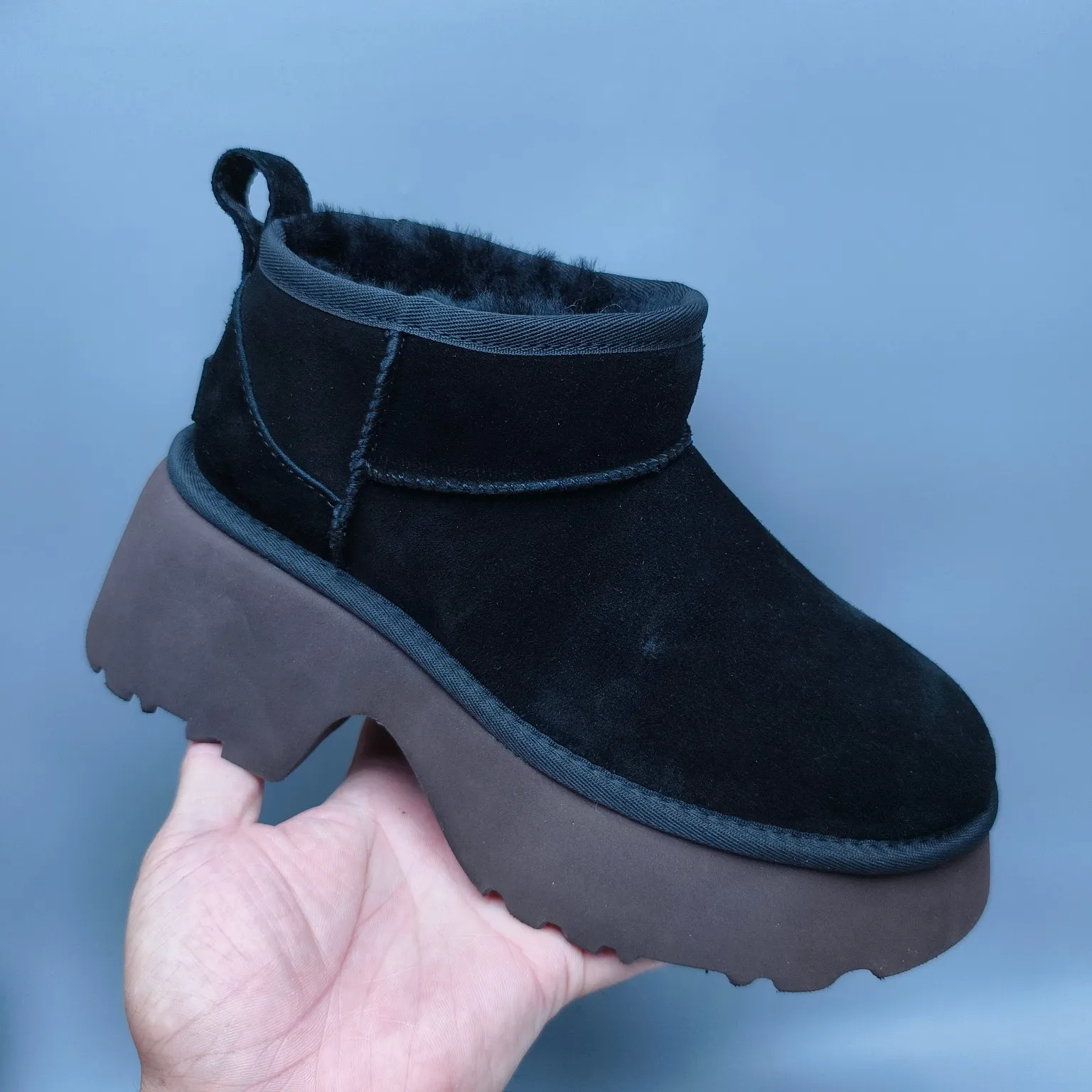 💰480 UGG sheepskin all-in-one snow boots 8311 thick-soled high-heeled fashion shoes Color: Maroon Sand Black Walnut Size: 35-40